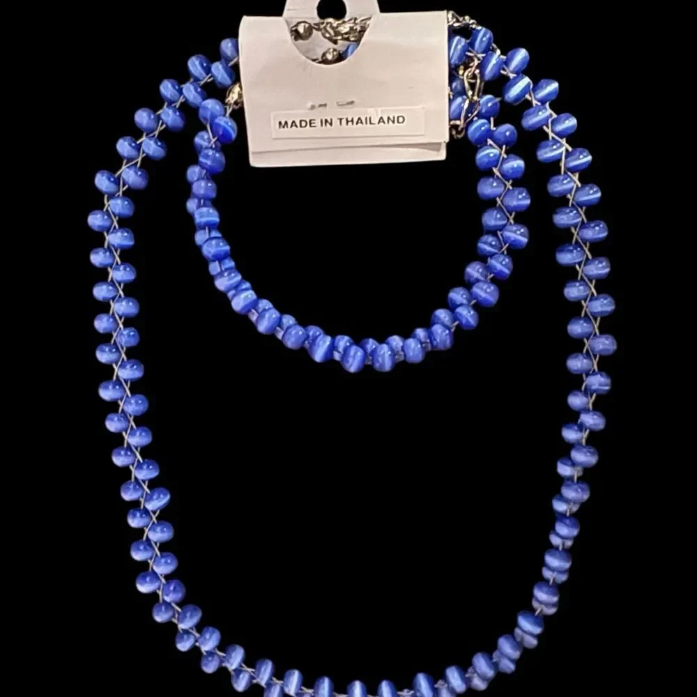 Kids Blue Moon-glow Beaded Necklace Bracelet Set Jewelry Gift